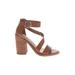 Steve Madden Heels: Strappy Chunky Heel Casual Brown Print Shoes - Women's Size 6 - Open Toe