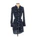 Draper James Casual Dress - Shirtdress Collared Long sleeves: Blue Dresses - Women's Size 4