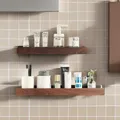 Étagère Murale de Douche en Bois Massif Support de Rangement sans Jolie çon pour Salle de Bain T1