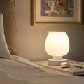 Latitude Run® Touch Bedside Table Lamp - Modern Small Lamp For Bedroom Living Room Nightstand, Desk Lamp w/ Opal Glass Lamp Shade, Warm LED Bulb | Wayfair