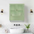 Ebern Designs Suvetha Hanging Wall Cabinet Wall Mounted Storage Glass Wall Cabinet Wall Kitchen Cabinets Metal in Green | Wayfair