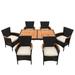 Wildon Home® Devaun Rectangular 6 - Person 59" L Outdoor Dining Set Wood/Wicker/Rattan in Black/Brown/White | 59 W x 35.43 D in | Wayfair