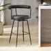 17 Stories Zelnick Swivel 29.92" Bar Stool Upholstered/Leather/Metal/Faux leather in Black | 39.76 H x 24.8 W x 22.63 D in | Wayfair