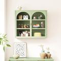 Mercer41 Zerelda Hanging Wall Cabinet Wall Mounted Storage Glass Wall Cabinet Wall Kitchen Cabinets Metal in Green | Wayfair