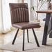 17 Stories Yusei Metal Full Back Side Chair Dining Chair Faux Leather/Upholstered/Metal in Black/Brown | 36.22 H x 18.5 W x 23.2 D in | Wayfair
