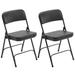 Inbox Zero Malei Faux Leather Padded Stackable Folding Chair Folding Chair Set Metal in Black | 31.5 H x 17.7 W x 17.7 D in | Wayfair