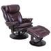 Hokku Designs Pedestal Roscoe Ped Manual Swivel Recliner w/ Ottoman Leather Match in Black | 41 H x 34.8 W x 35 D in | Wayfair