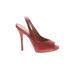 Jean-Michel Cazabat Heels: Slip-on Stiletto Cocktail Party Red Shoes - Women's Size 38 - Peep Toe