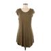 Chaser Casual Dress - Mini Scoop Neck Short sleeves: Brown Solid Dresses - New - Women's Size Medium