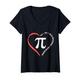 Damen Mathelehrer Pi Heart Love Never End Like Pi zum Valentinstag T-Shirt mit V-Ausschnitt