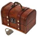 Treasure Chest Jewelry Small Wooden Coin Bank Storage Box Miss