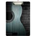 Wellsay Blue Acoustic Guitar Gray Wooden Clipboards for Kids Student Women Men Letter Size Plastic Low Profile Clip 9 x 12.5 in Silver Clip