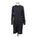 Eileen Fisher Casual Dress - Shirtdress Crew Neck Long sleeves: Black Solid Dresses - Women's Size X-Small