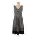 Lands' End Casual Dress - A-Line V Neck Sleeveless: Black Polka Dots Dresses - Women's Size Small