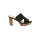 City Chic Mule/Clog: Slip-on Stacked Heel Casual Green Solid Shoes - Women's Size 40 Plus - Open Toe