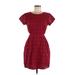 Madewell Casual Dress - Mini Crew Neck Short sleeves: Burgundy Solid Dresses - Women's Size 6