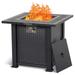 28 Inch Propane Fire Pit Table 50000BTU Rectangle Fire Table with Cover Sturdy Steel and Iron Fence Surface CSA Safety Certified Companion for Your Garden Black