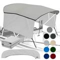 KNOX Universal 4 Bow Bimini Top Replacement Canvas & Detachable Sidewalls with Storage Boot 900D Marine Grade Sun Shade Boat Canopy with Solid Side Blocks No Frame 61-66 W Light Gray