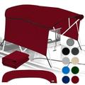 KNOX Universal 4 Bow Bimini Top Replacement Canvas & Detachable Sidewalls with Storage Boot 900D Marine Grade Sun Shade Boat Canopy with Solid Side Blocks No Frame 54-60 W Burgundy