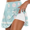 DENGDENG Women Skirt Ruffles High Waist Workout Skirt Easter Printed Lightweight Running Tennis Skirt for Women Light Blue M