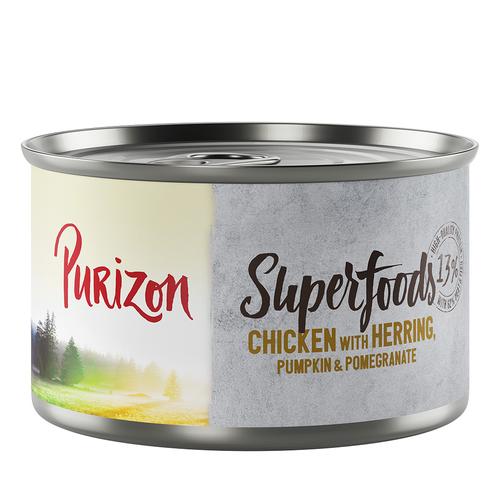 Purizon Superfoods 12 x 140 g - Huhn mit Hering, Kürbis und Granatapfel