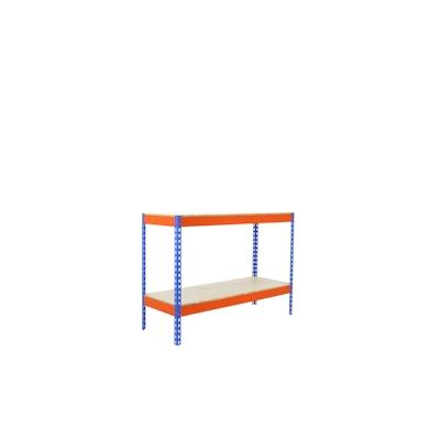 SimonRack Metallregal ohne Schrauben mit Simonforte 2 Regale. Blau/Orange/Holz 900x1200x450 mm Image