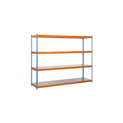 SimonRack Metallregal ohne Schrauben mit Simonforte -Metallschalen 4 Regale. Blau/Orange/Galva Farbe 2000x1500x900 mm Image