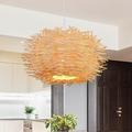Goeco - Suspension en Bambou Bohème 30cm x 17cm, Lampe en Rotin Tressé Naturel, Abat-jour E27