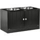 Pawhut - Gamelle double chien chat - porte-gamelles surélevé armoire 2 en 1 - 2 portes, 2 gamelles