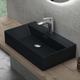 doporro Lavabo à Poser Noir Mat Vasque Suspendu en Céramique Lave Mains Rectangulaire pour Salle de