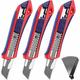 Lot de 3 Cutters Professionnels, Couteau Utilitaire Rétractable 18mm, Positions de Verrouillage,