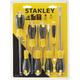 Stanley - jeu de 8 tournevis Essential ART.60210 kit de tournevis assortis lame plate croise'e lame