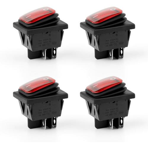 Aougo - 4 Interrupteur, Interrupteur à Bascule Étanches, ac 16A/250V 20 A/125V 4 Broches 2