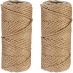 Lot de 2 rouleaux de ficelle en jute (chacune : 50 m), bricolage, jardin, emballage, nature