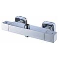 Bâton de douche thermostatique carré mitigeur robinet Chrome salle de bain Double sortie