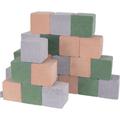 Velour Blocs Mous Pour Bébé 24 Pièces Cubes De Construction En Mousse 14Cm, Cubes: Vert Forêt-Rose