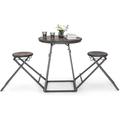 Table Haute Cuisine avec Tabouret, Table Bar Industrielle Pliable, Mange Debout 2 Personnes Compact