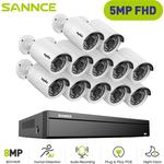 5MP Kit caméra de vidéosurveillance,Outdoor 4K H.265+ PoE nvr Video 16CH Audio Video Security
