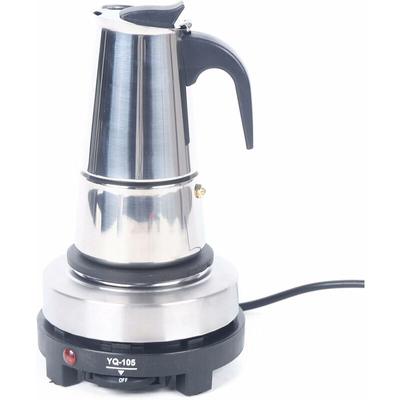 Machine à Café Espresso Maker Cafetière électrique Moka en Acier Inoxydable pour 4 Tasses 200 ml