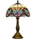 Lampe Tiffany W12H18 - Amour bleu - Ombre baroque antique - Lampe de table - Socle - Lampe de
