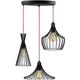 Suspension filaire 3 lampes saccade Snaya D55cm Métal Noir et Rouge - Noir