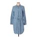 Old Navy Casual Dress - Shirtdress Collared 3/4 sleeves: Blue Dresses - Women's Size Large