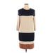 Lafayette 148 New York Casual Dress - Mini Crew Neck Short sleeves: Tan Stripes Dresses - New - Women's Size X-Large