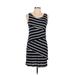 Coveted Clothing Casual Dress - Mini Scoop Neck Sleeveless: Blue Stripes Dresses - Women's Size Large