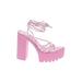 Cape Robbin Heels: Pink Print Shoes - Women's Size 11 - Open Toe