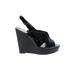 Joan & David Wedges: Black Solid Shoes - Women's Size 8 - Peep Toe