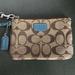 Coach Bags | Coach Teal/Khaki Canvas Leather Wristlet Mini Pouch | Color: Tan | Size: 6”X4”