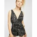 Free People Pants & Jumpsuits | Free People Cheetah Crescent Shaped Romper Leo Printed S | Color: Black | Size: S