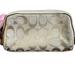 Coach Bags | Coach Euc Cream Signature Jacquard And Leather Cosmetic Bag | Color: Cream | Size: 7.5” X 4.25”