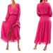 Anthropologie Dresses | Anthropologie Fuchsia Gold Thread Button Front Long Sleeve Maxi Dress Size M Nwt | Color: Gold/Pink | Size: M